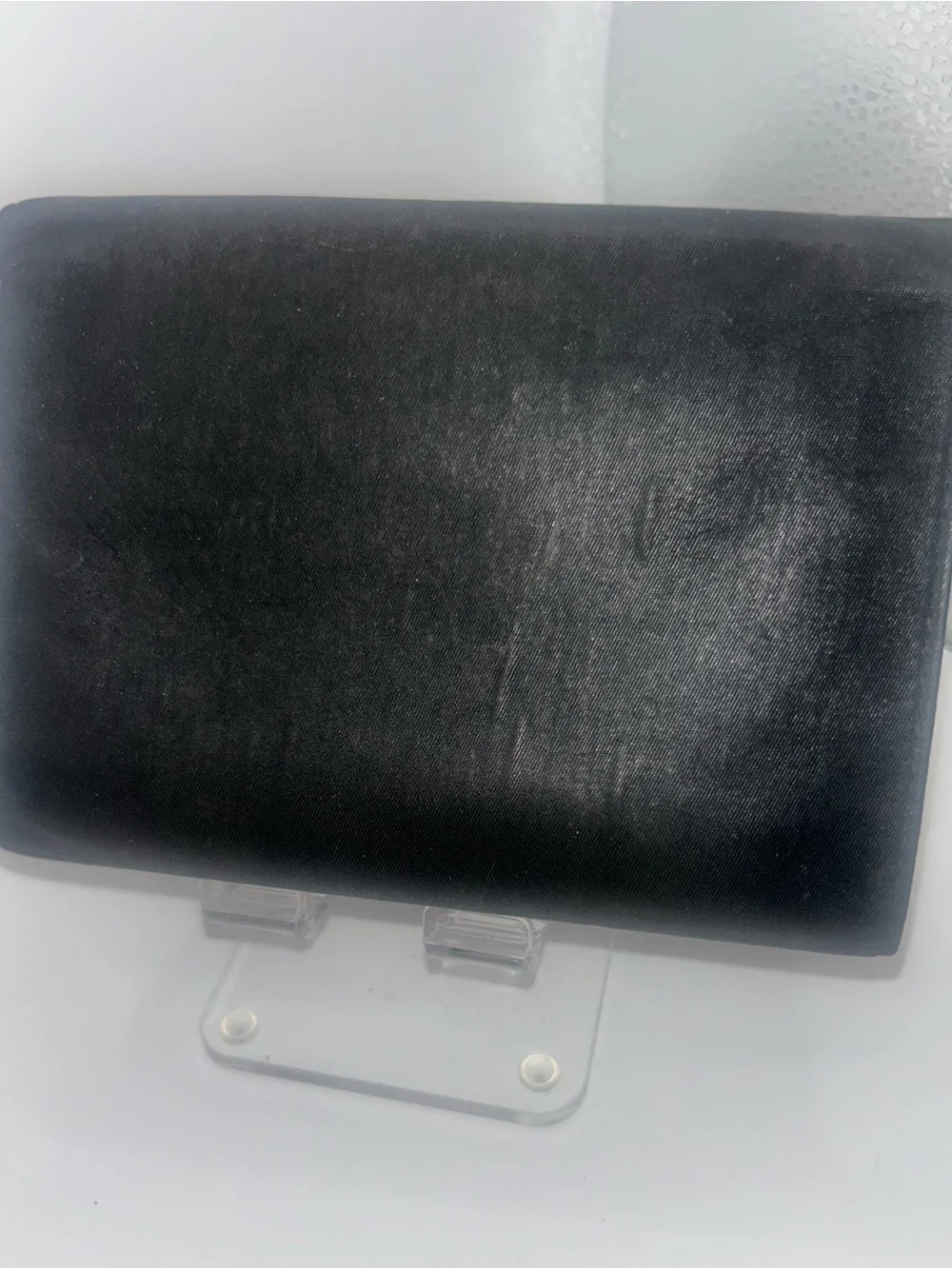 Prada Vintage Black Tessuto Nylon Saffiano Leather Trifold Wallet